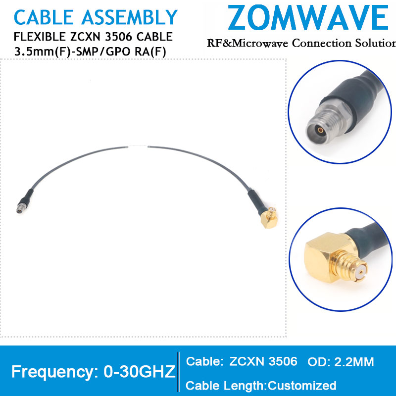 3.5mm Female to SMP(GPO) Right Angle Female, Flexible ZCXN 3506 Cable, 30GHz