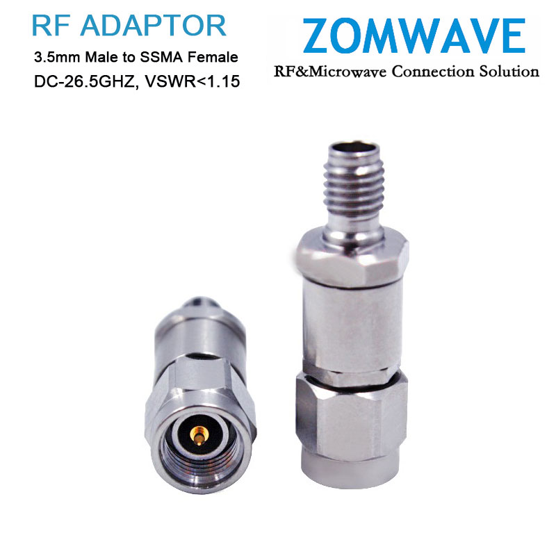 3.5mm Male to SSMA Female Stainless Steel Adapter, 26.5GHz