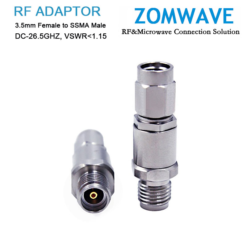 3.5mm Female to SSMA Male Stainless Steel Adapter, 26.5GHz