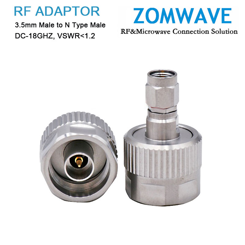 3.5mm Male to N Type Male Stainless Steel Adapter, 18GHz