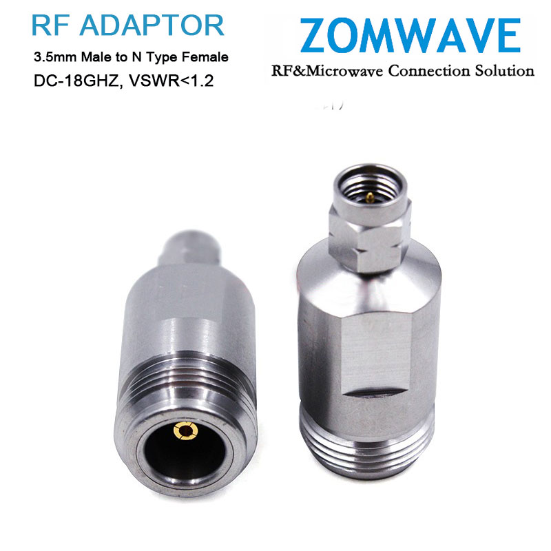 3.5mm Male to N Type Female Stainless Steel Adapter, 18GHz