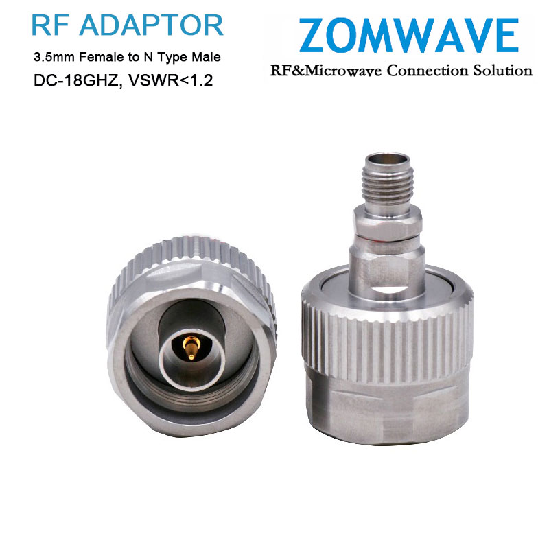 3.5mm Female to N Type Male Stainless Steel Adapter, 18GHz