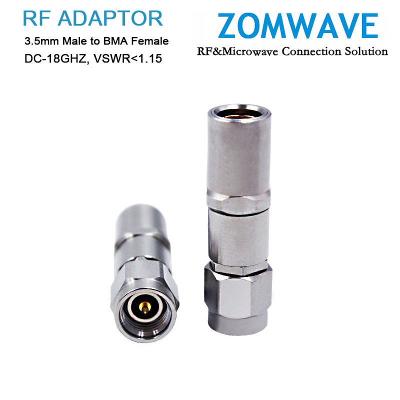 3.5mm Male to BMA Female Stainless Steel Adapter, 18GHz