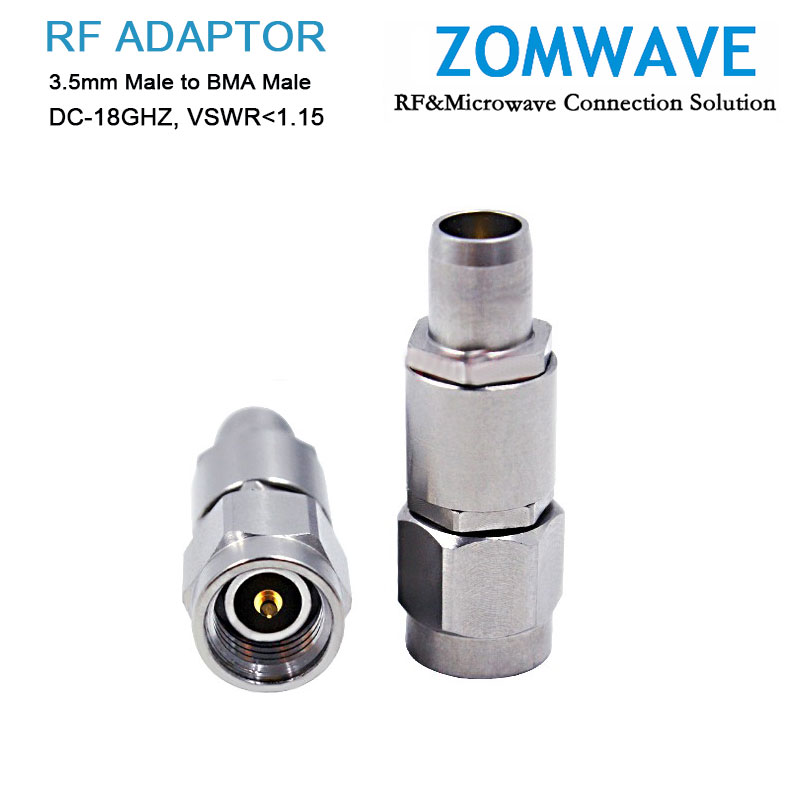 3.5mm Male to BMA Male Stainless Steel Adapter, 18GHz
