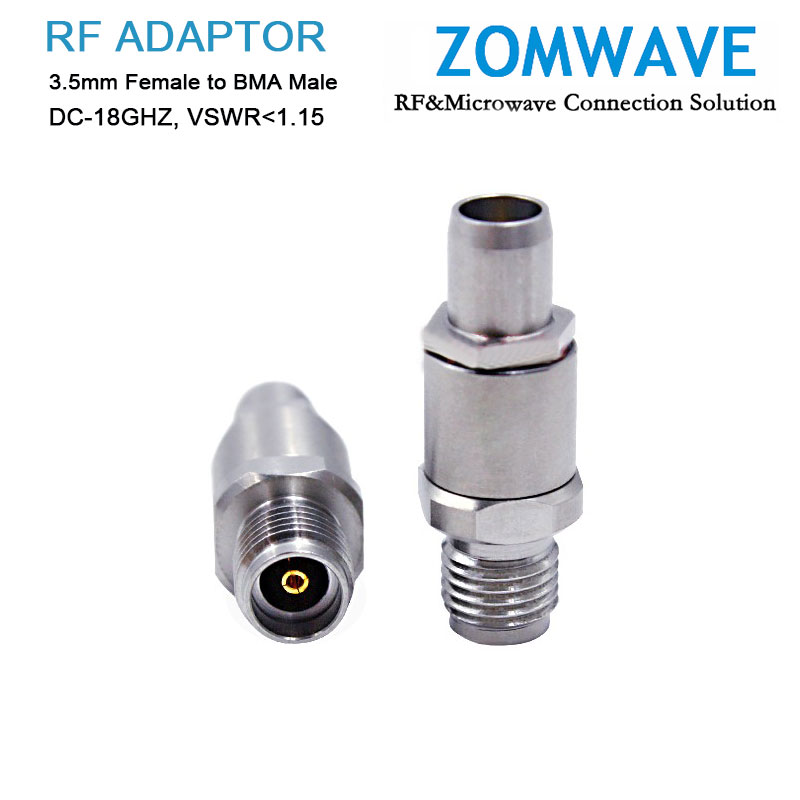 3.5mm Female to BMA Male Stainless Steel Adapter, 18GHz