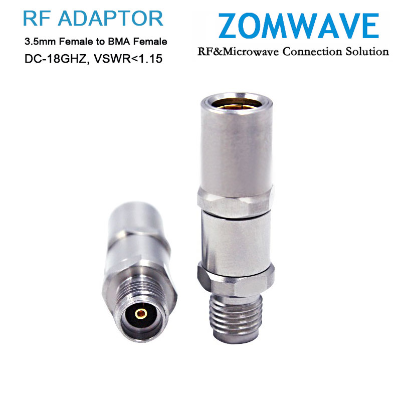 3.5mm Female to BMA Female Stainless Steel Adapter, 18GHz