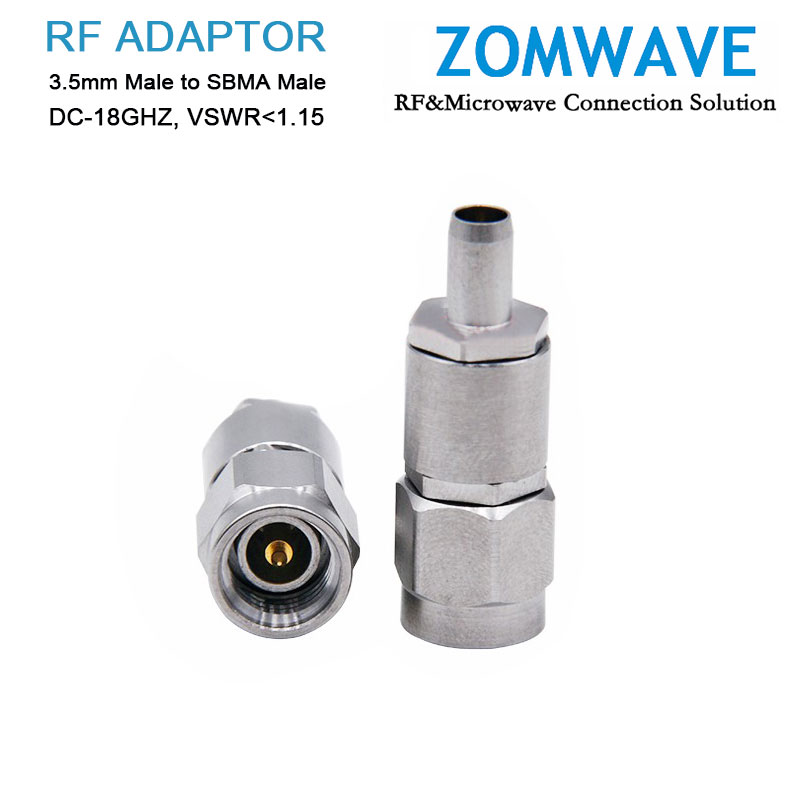 3.5mm Male to SBMA Male Stainless Steel Adapter, 18GHz