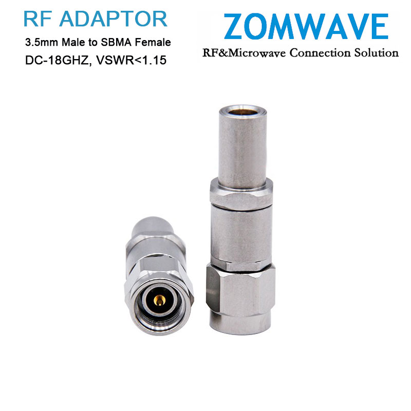 3.5mm Male to SBMA Female Stainless Steel Adapter, 18GHz