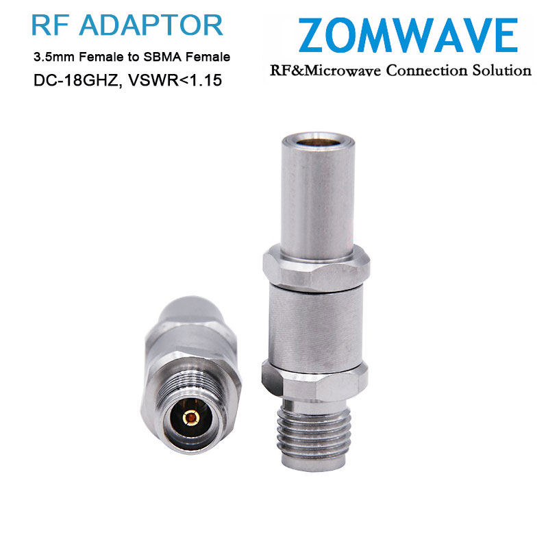 3.5mm Female to SBMA Female Stainless Steel Adapter, 18GHz