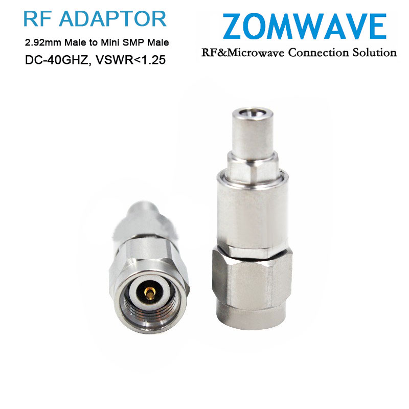 2.92mm Male to Mini SMP (SMPM/GPPO) Male Stainless Steel Adapter, 40GHz