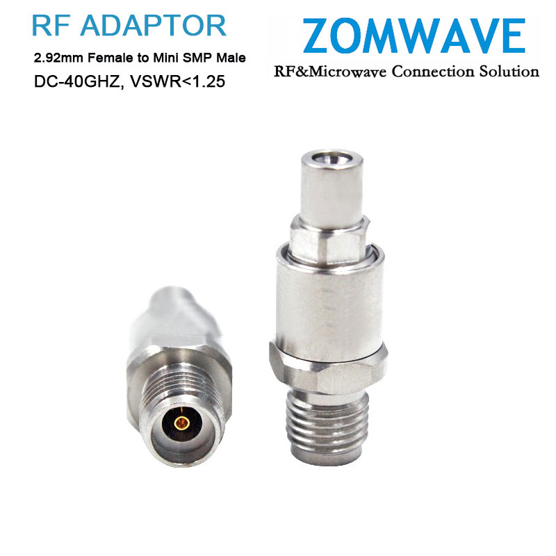 2.92mm Female to Mini SMP (SMPM/GPPO) Male Stainless Steel Adapter, 40GHz