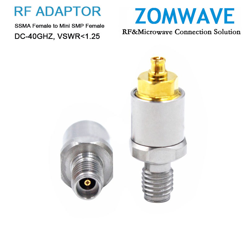 SSMA Female to Mini SMP (SMPM/GPPO) Female Stainless Steel Adapter, 40GHz