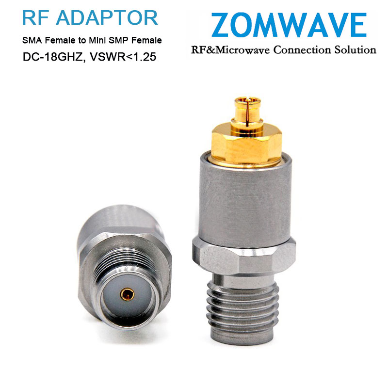 SMA Female to Mini SMP (SMPM/GPPO) Female Stainless Steel Adapter, 18GHz