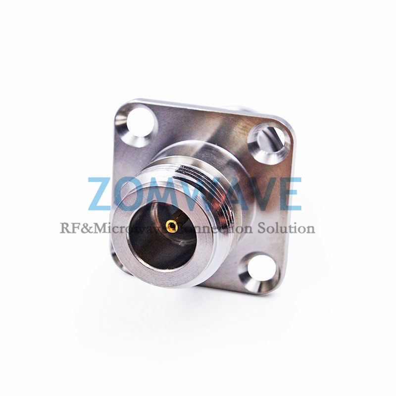 75ohm N Type Female to N Type Female Adapter, 4 hole Flange, 4GHz