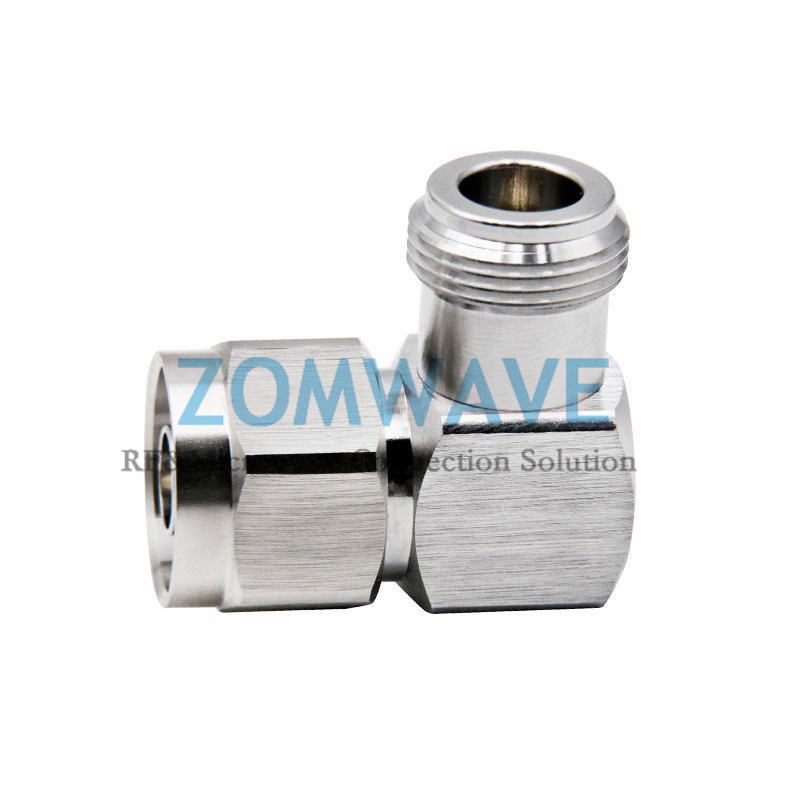 N Type Male to N Type Female Right Angle Adapter, 6GHz