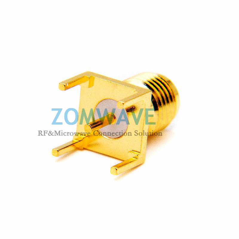 SMA Female Straight Thru Hole PCB Connector, .281 inch x .051 inch Hole, 18GHz