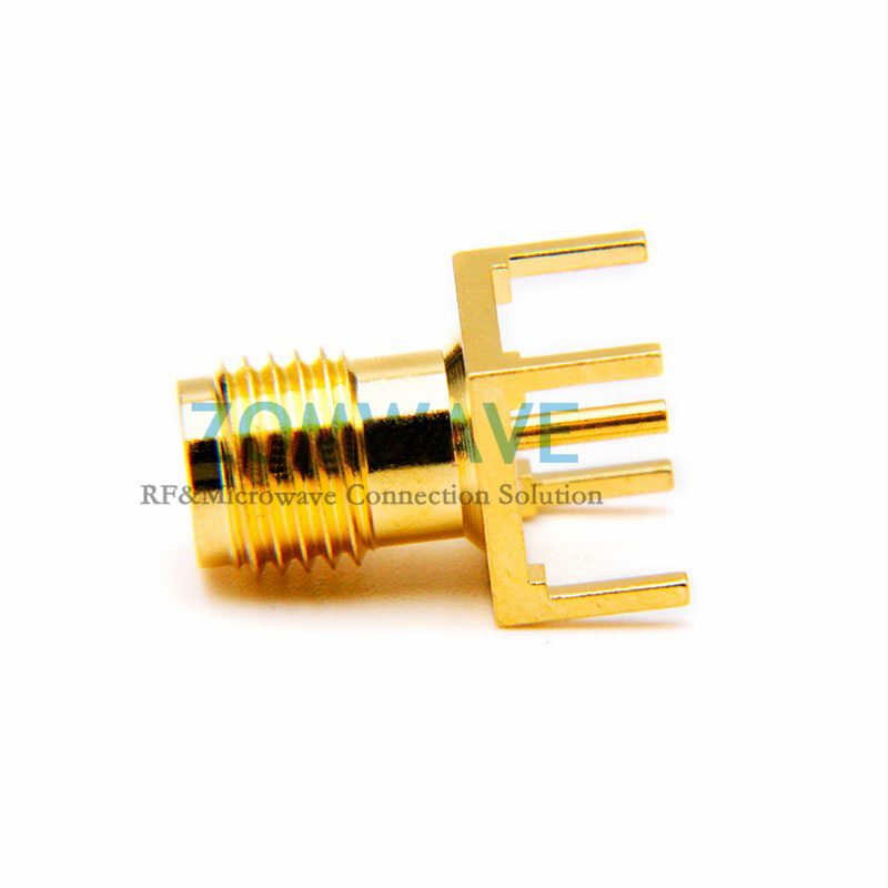 SMA Female Straight Thru Hole PCB Connector, .281 inch x .051 inch Hole, 18GHz