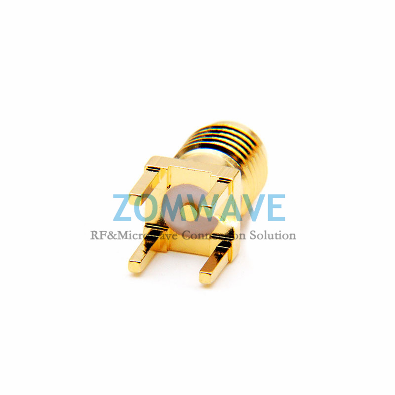 SMA Female Straight Thru Hole PCB Connector, Surface Mount Contact, 6GHz