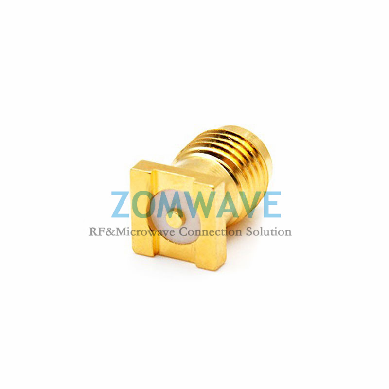 SMA Female Straight Surface Mount PCB Connector, No Stepped Face, 6GHz