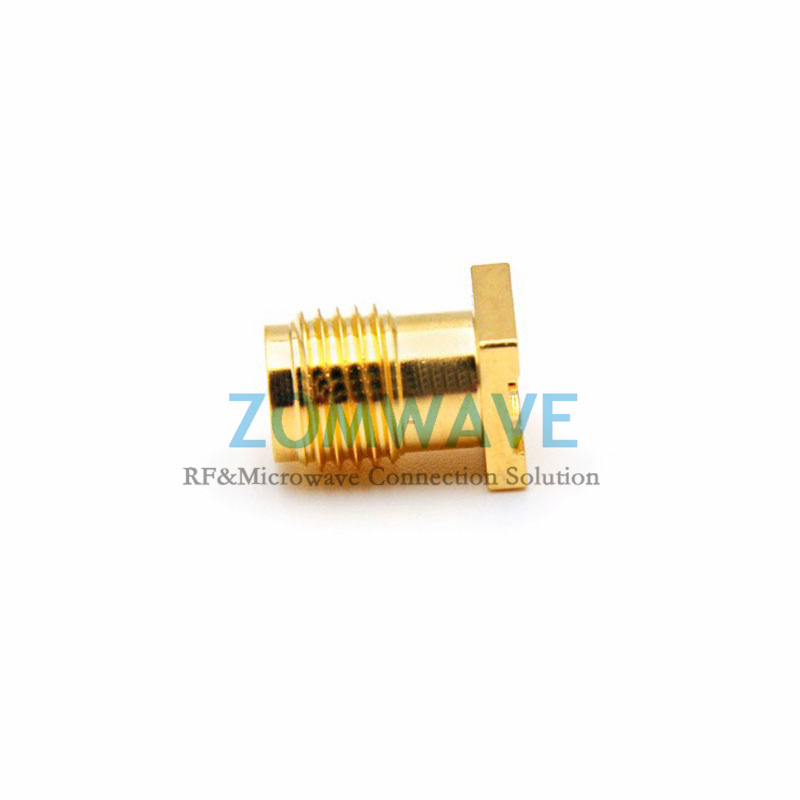 SMA Female Straight Surface Mount PCB Connector, No Stepped Face, 6GHz