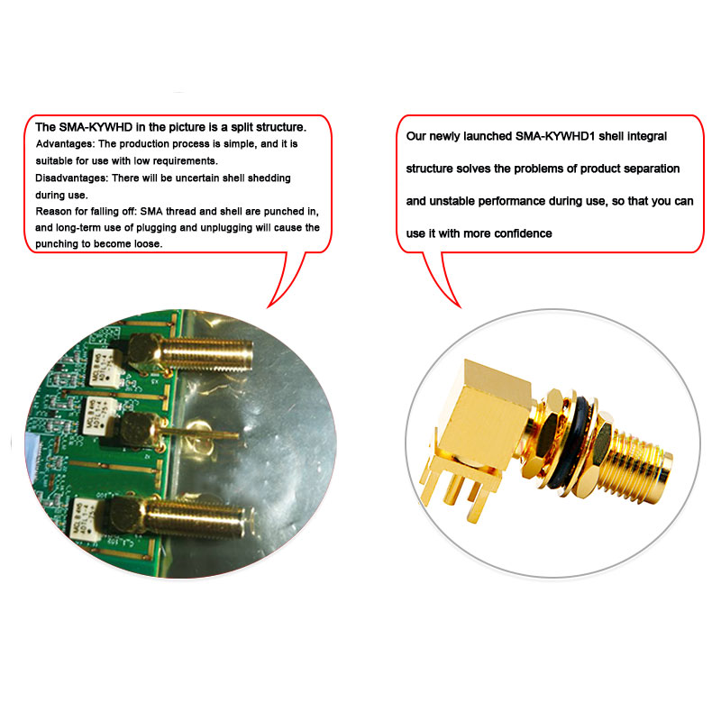 SMA Female Bulkhead RA Thru Hole PCB Connector, .201 inch x .051 inch Hole, 12GH