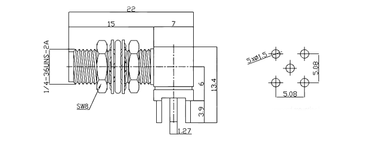 sma connector, sma female connector, sma coaxial connector