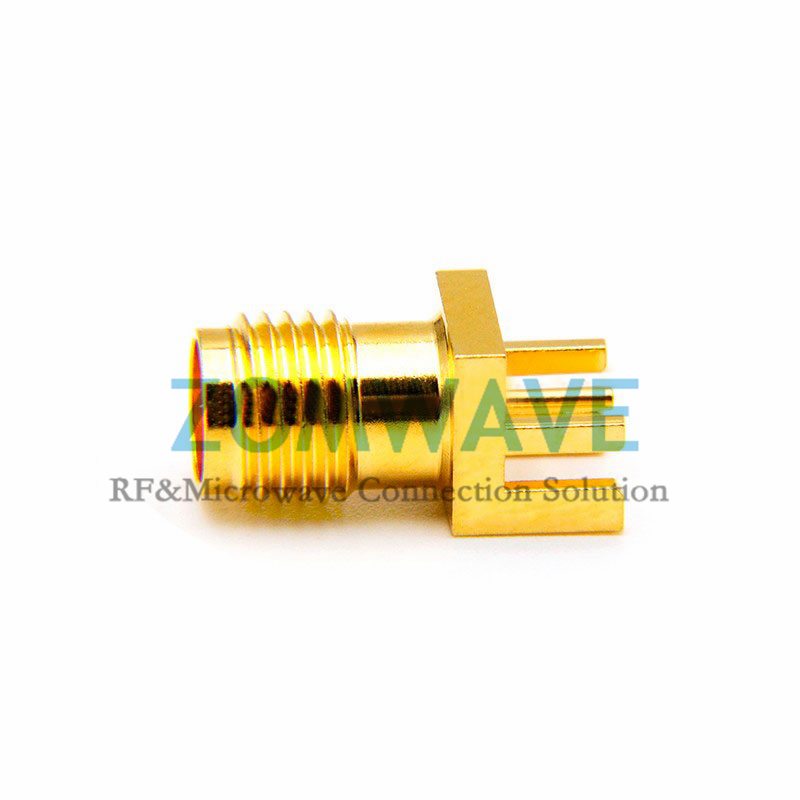SMA Female PCB End Launch, .047 inch PCB Thickness (Max), .030 inch Pin, 18GHZ