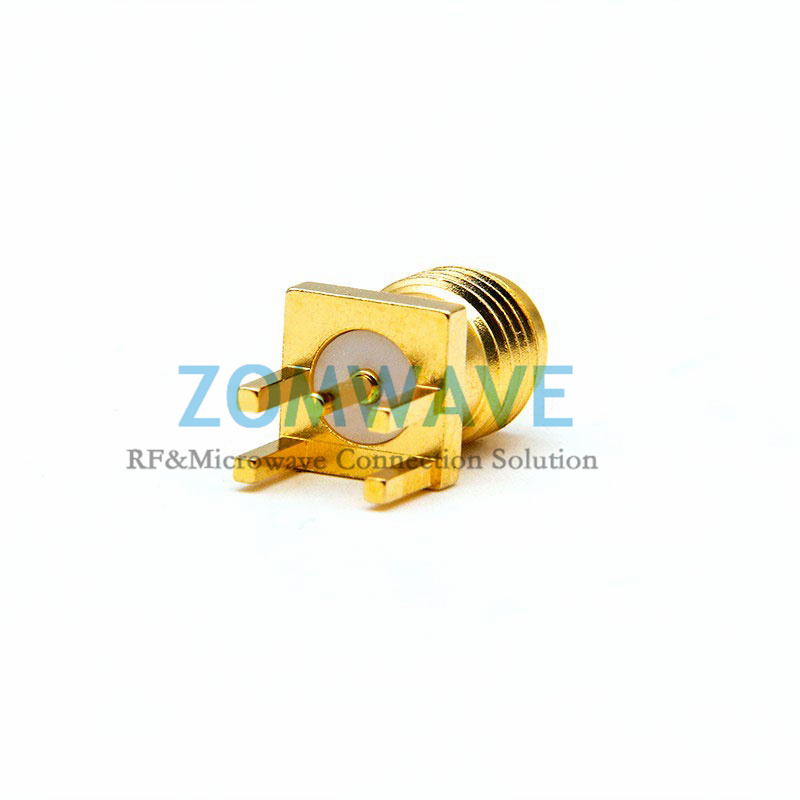 SMA(F) PCB End Launch, .062 inch PCB Thickness (Max), .035 inch Pin Diameter,18G