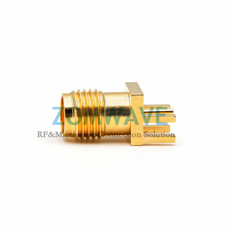 SMA(F) PCB End Launch, .062 inch PCB Thickness (Max), .035 inch Pin Diameter,18G