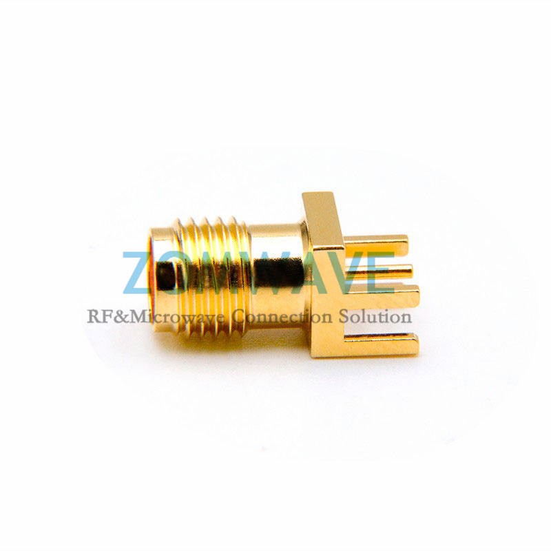 SMA Female PCB End Launch, .066 inch PCB Thickness (Max), .030 inch Pin,18ghz