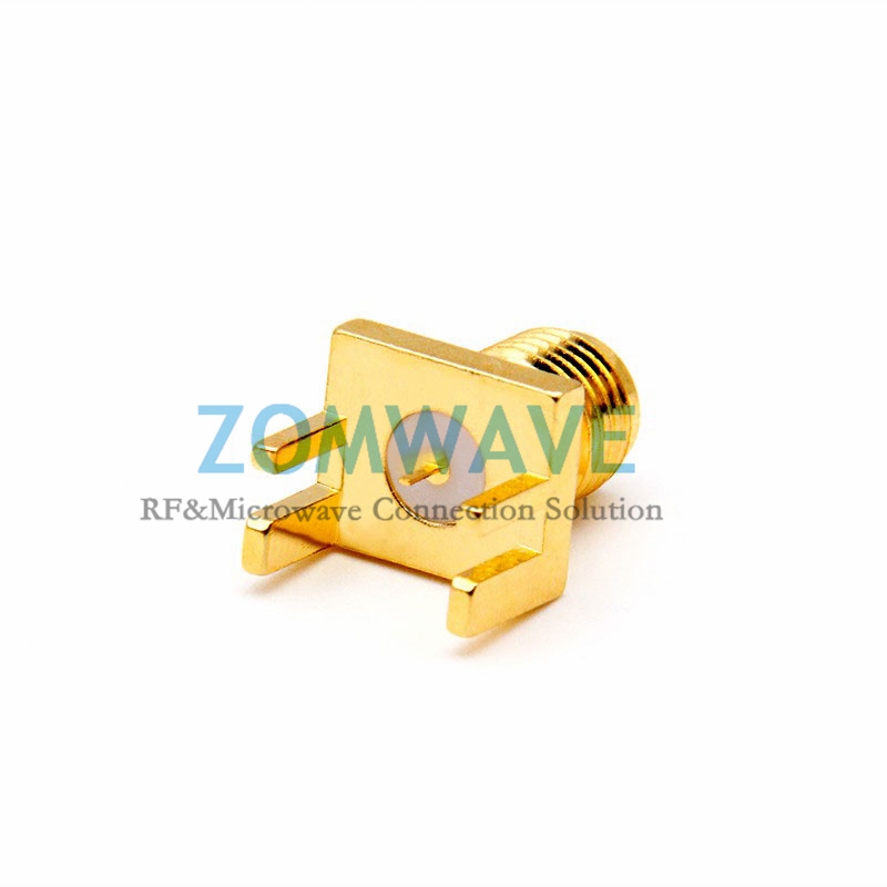 SMA Female PCB End Launch, .066 inch PCB Thickness (Max), .020 inch Pin width,18