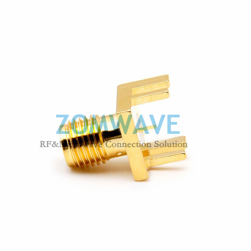 SMA Female PCB End Launch, .066 inch PCB Thickness (Max), .020 inch Pin width,18