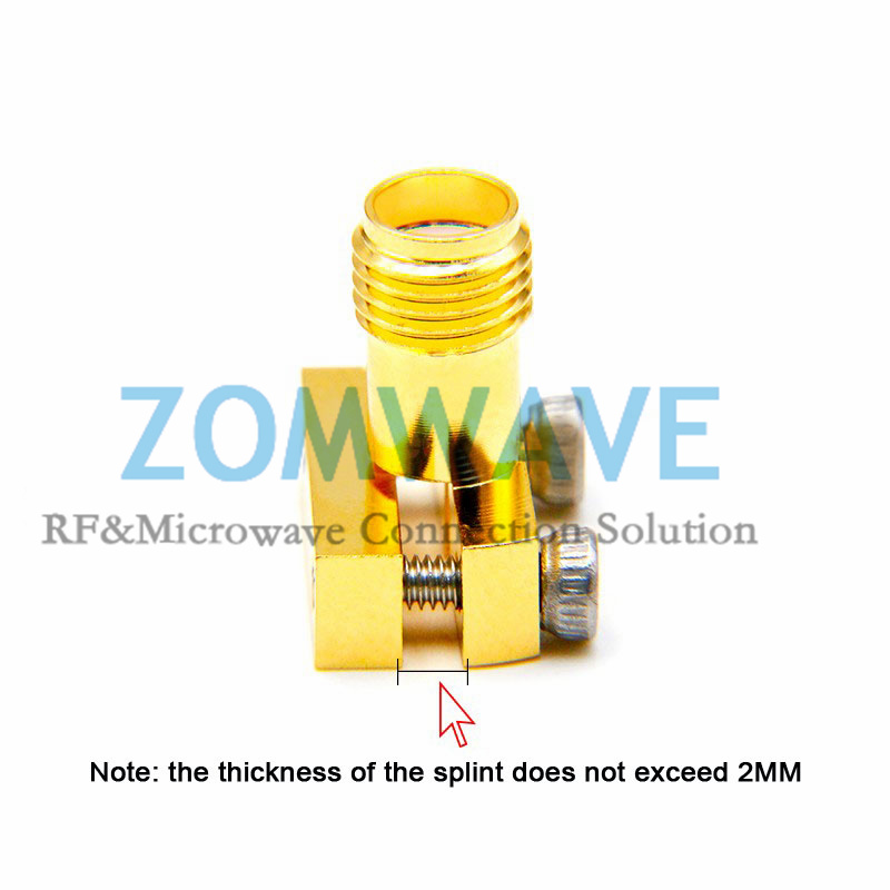 SMA Female Solderless PCB End Launch, .078inch PCB Thickness (Max), .010inch Pin