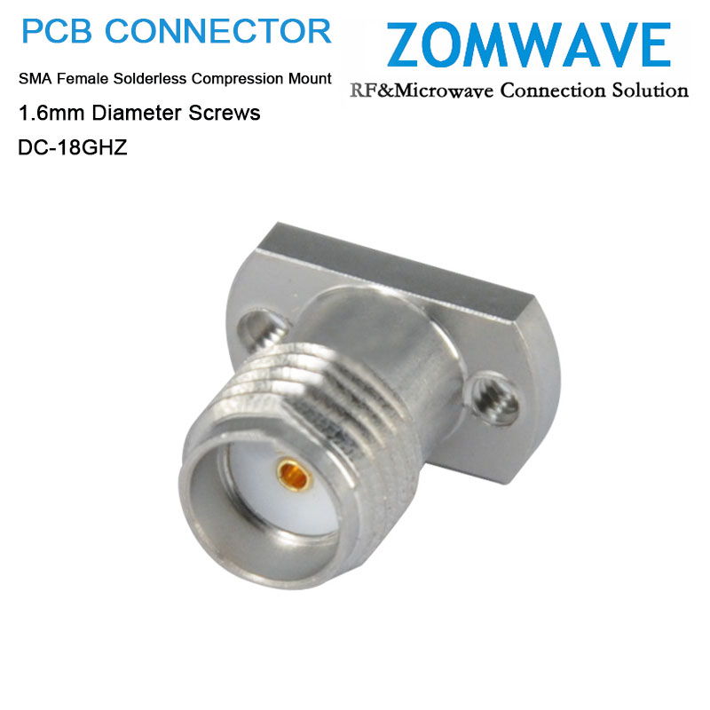 SMA Female Solderless Compression Mount(Stripline),1.6mm Diameter Screws, 26.5GH