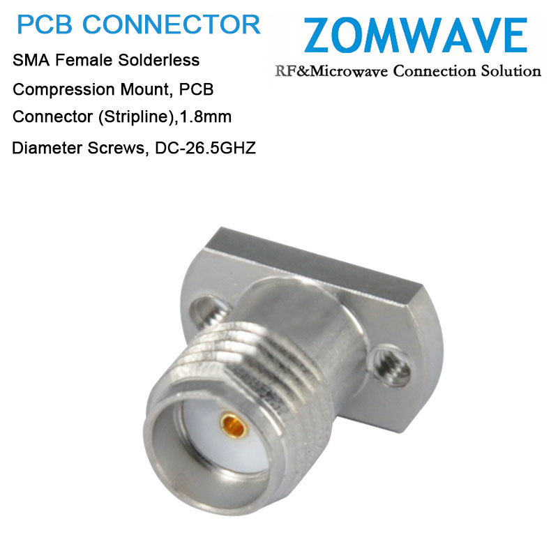 SMA Female Solderless Compression Mount (Stripline), 1.8mm Diameter Screws ,26.5