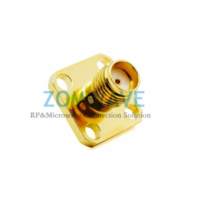 SMA Female Terminal Connector, 4 hole Flange, Extended 5mm Pin, 6G