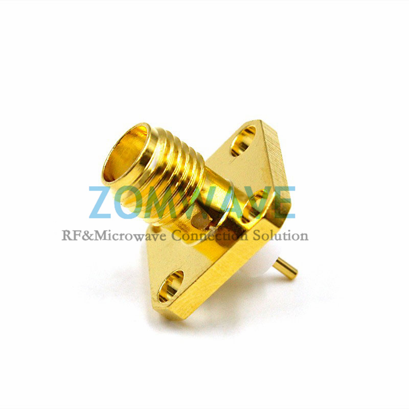 SMA Female Terminal Connector,4 hole Flange,Extended 4mm Insulator and 3mm Pin,6