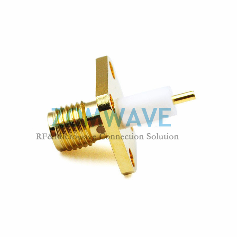 SMA Female Terminal Connector,4 hole Flange,Extended 7mm Insulator and 3mm Pin,6