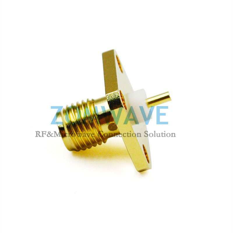 SMA Female Terminal Connector,4 hole Flange,Extended 3mm Insulator and 3mm Pin,6