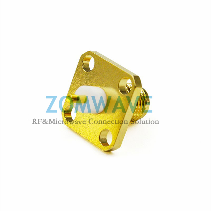 SMA Female Terminal Connector,4 hole Flange,Extended 3mm Insulator and 3mm Pin,6