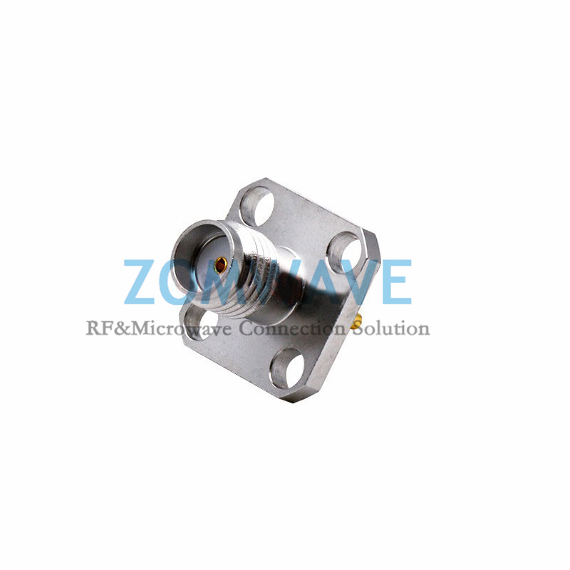 SMA Female Stainless Steel Terminal,4 hole Flange, 4mm Insulor and 4mm Pin,18G