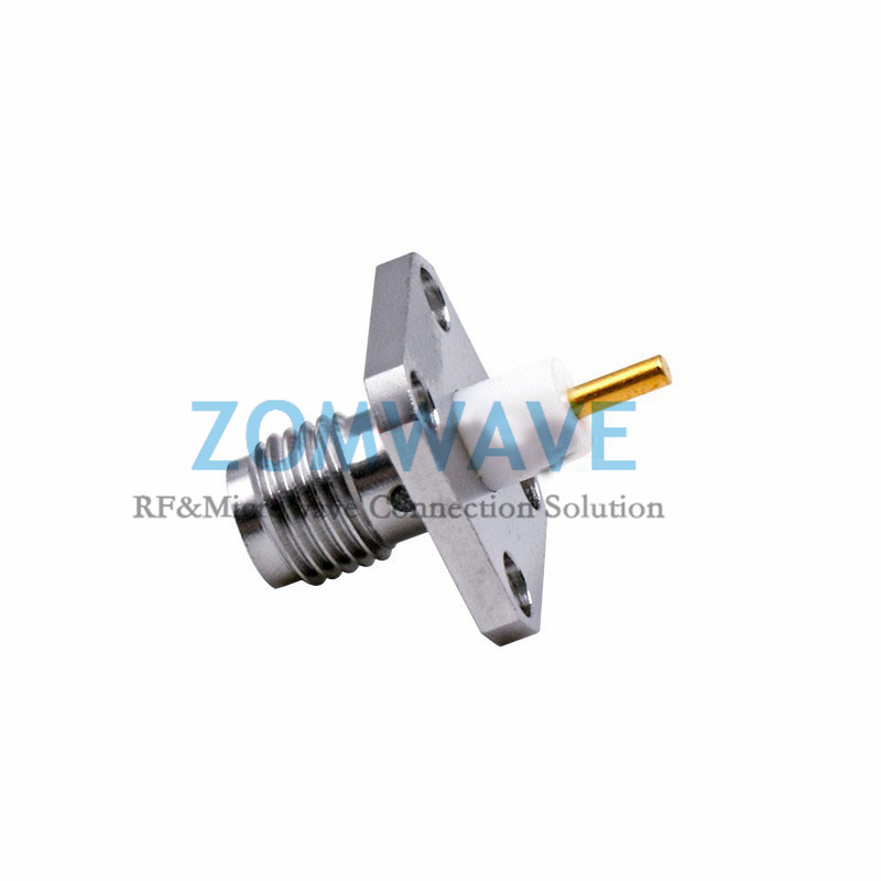 SMA Female Stainless Steel Terminal,4 hole Flange, 4mm Insulor and 4mm Pin,18G