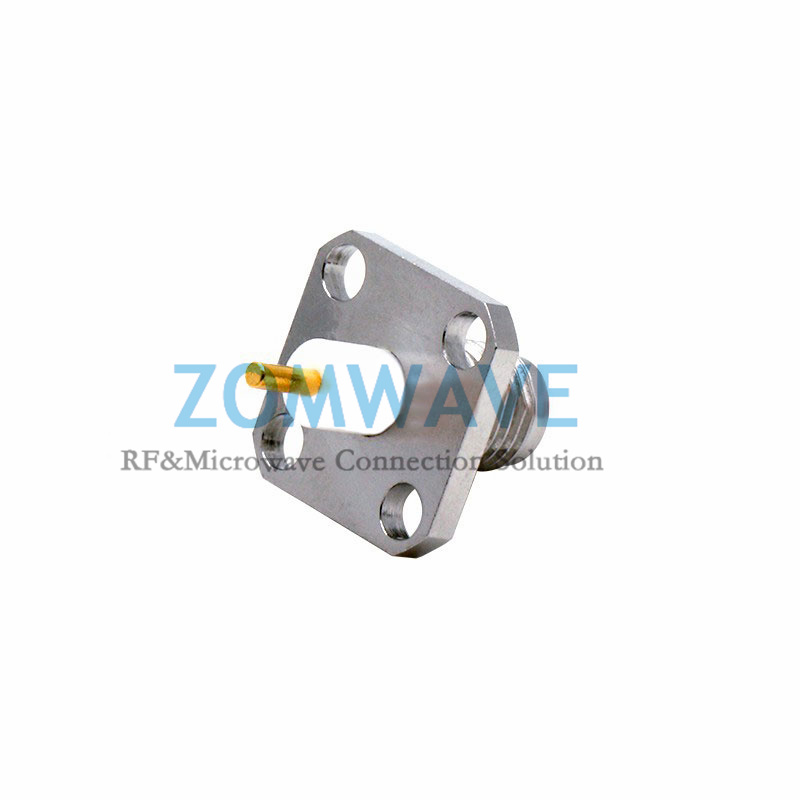 SMA Female Stainless Steel Terminal,4 hole Flange, 4mm Insulor and 4mm Pin,18G