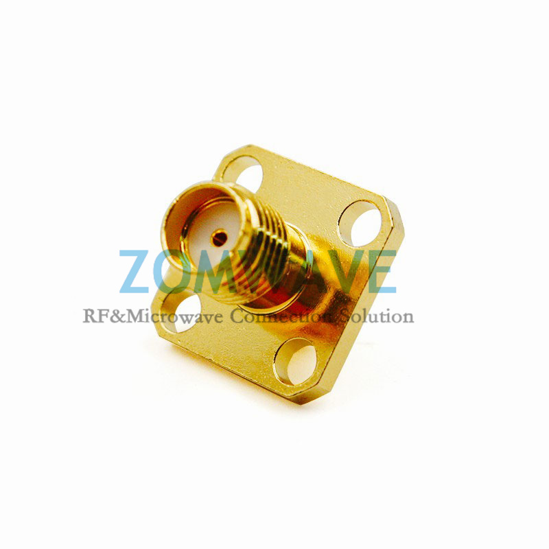 SMA Female Terminal, 4 hole Flange, Extended 4mm Outer Conductor and 3mm Pin,6Gh