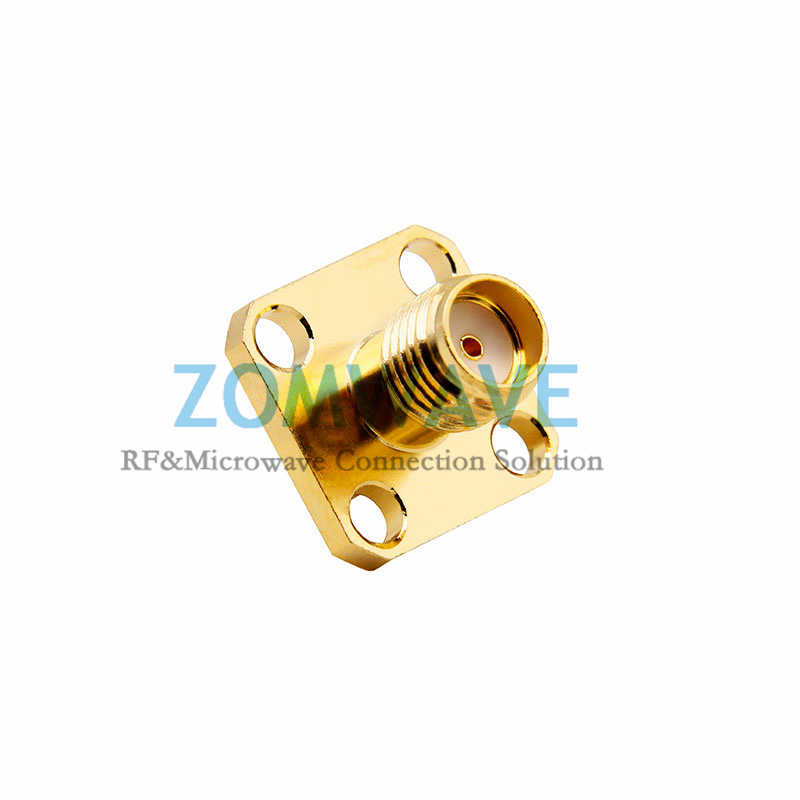 SMA Female Terminal,4 hole Flange,Extended 4mm Outer Conductor and 1.5mm Pin, 6G