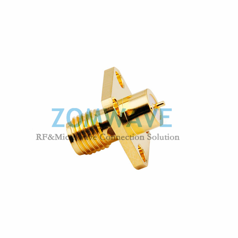 SMA Female Terminal,4 hole Flange,Extended 4mm Outer Conductor and 1.5mm Pin, 6G