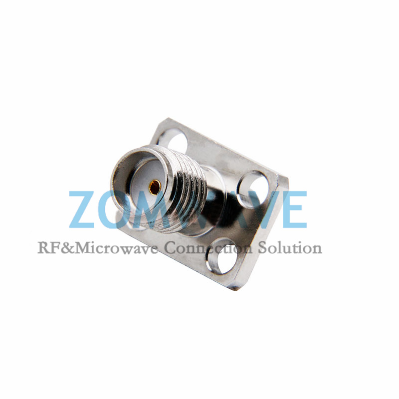 SMA Female Terminal, 4 hole Flange, Extended 4mm Outer Conductor and 2mm Pin，6G