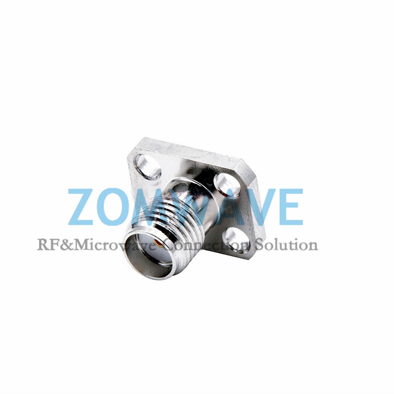SMA Female Terminal Connector, 4 hole Flange, Extended 2mm Flat Pin, 6G