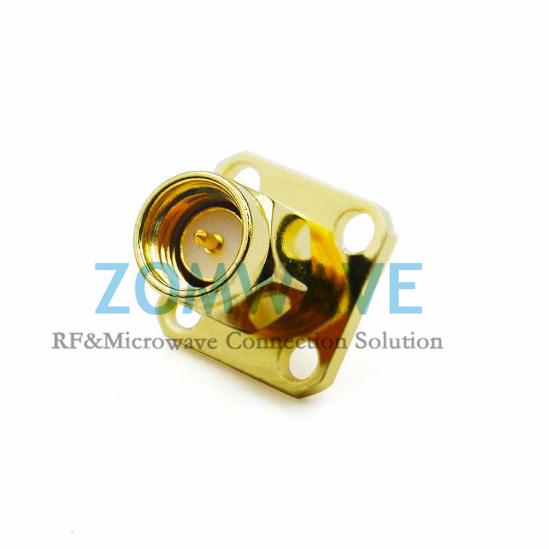 SMA Male Terminal Connector,4 hole Flange, Extended 4mm Insulator and 3mm Pin,6G