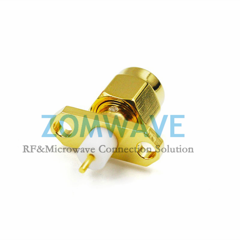 SMA Male Terminal Connector,2 hole Flange,Extended 4mm Insulator and 3mm Pin,6GH